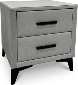 Nočný stolík s 2 zásuvkami Joy, svetlo šedá látka