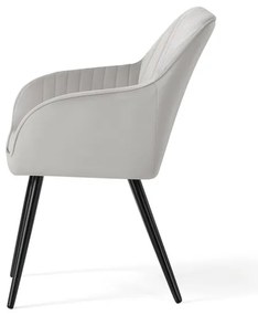 Sada dvoch jedálenských stoličiek FLORENCE zamatové, sivé / čierne nohy (2 ks)