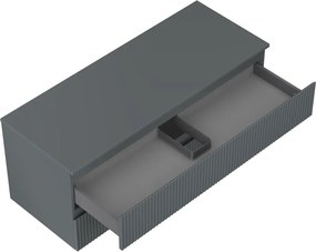 Mexen Rivel, kúpeľňová skrinka 120 cm s hornou časťou, 2 zásuvky, drážkovaná, grafit matná - 91A20-12047-2-BFFC66