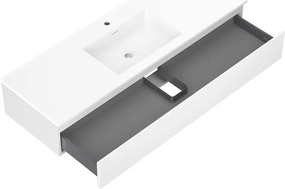 Mexen Orio, kúpeľňová skrinka 140 cm s umývadlom Otis, 1 zásuvka, biela matná, 91A10-14023-1-BF01-W18M01