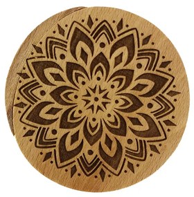AMADEA Drevená krabička guľatá mandala, masívne drevo, 8 cm, český výrobok
