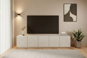 TV skrinka Asha 200 cm päťdverová s ryhovanými dvierkami - kašmír