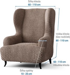 Bielastické poťahy MOSAICO orieškové kreslo ušiak (š. 60 - 110 cm)