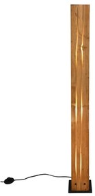 Stojacia lampa v čierno-prírodnej farbe s dreveným tienidlom (výška 121 cm) Karuni – Trio