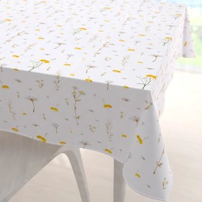 Biante Bavlnený štvorcový obrus Sandra SA-497 Žlté bylinky na bielom 120x120 cm