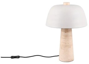 Biela/béžová stolová lampa s kovovým tienidlom (výška 41 cm) Timba – Trio Select