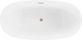 Mexen Eris, voľne stojaca vaňa 155 x 80 cm, biela-čierna, medený prepad, 53441558075-65