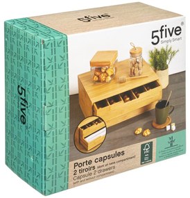 Drevený organizér na kávové kapsuly Bamboo, 34x31x14,5 cm