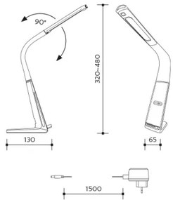 LED Stmievateľná stolná lampa s bezdrôtovým nabíjaním LORD EVO LED/8W/230V biela