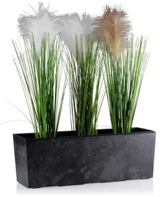 PLASTOVÝ KVETINÁČ BOUQUET 56X19 CM IMITÁCIA BETÓNU ČIERNA
