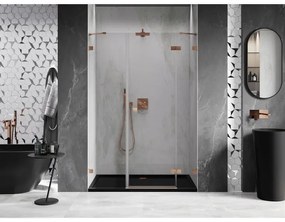 Mexen Lunar, pravé otočné sprchové dvere 155 cm, 8mm číre sklo, medený matný profil, 834S-155-050-65-00-P