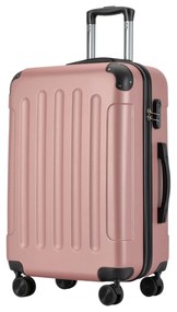Stredný kufor so 4 kolieskami 65x44,5x27 cm, veľkosť M, farba Rose Gold