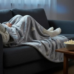 Home Elements Mikroflanelová deka, šedá, lesík