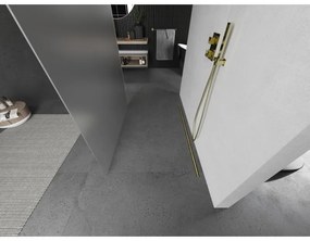 Mexen Kioto, sprchová zástena Walk-In 110 x 200 cm, 8mm sklo námraza, zlatý matný profil, 800-110-002-55-30