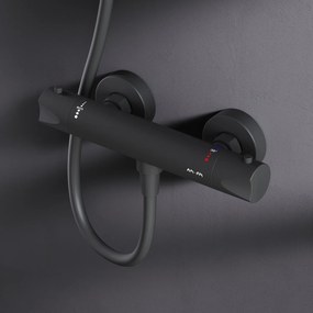 Ručná sprchová súprava AM.PM Hit F428TA46 s termostatickou sprchovou batériou, čierna