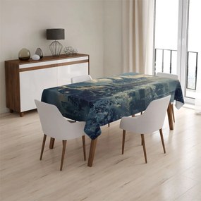 Sablio Obrus Parná lokomotíva v zasneženom meste - 130x130 cm