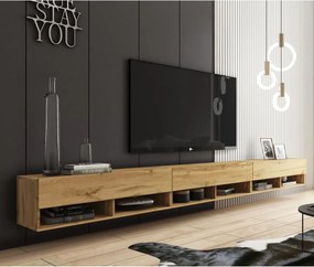 Široká RTV skrinka 300 cm dub wotan Lowboard A (LOWA300WW + LED)