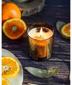 Organická vykurovacia sviečka Mandarin & Bay Leaf 200 g v skle so zlatou fóliou