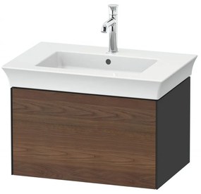 DURAVIT White Tulip závesná skrinka pod umývadlo, 1 zásuvka, 684 x 458 x 410 mm, americký orech masív/grafit vysoký lesk, WT4241077H1