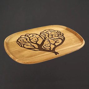 AMADEA Drevený servírovací podnos strom srdca, masívne drevo, 25 cm