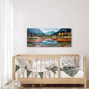 Obraz - Jazero Jasna, Gozd Martuljek, Julské Alpy, Slovinsko (120x50 cm)