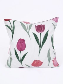 Bavlnená obliečka na vankúš Renforcé 40 × 40 cm - Kvety tulipánov fialovej