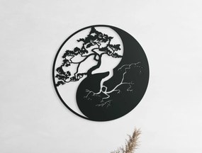 drevko Drevená nálepka Jin a jang Rozmer obrazu: 32,5 x 32,5 cm, Farba dekorácie: Čierna