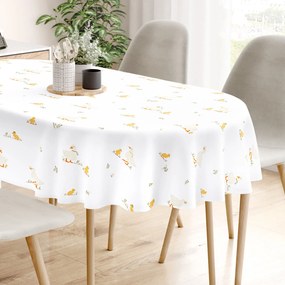 Goldea veľkonočný oválny obrus 100% bavlnené plátno - kačice 140 x 180 cm