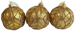 Zlaté sklenené luxusné vianočné gule 3ks 10cm