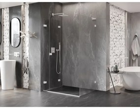 Mexen Lunar-F L, skladací sprchový kút ľavý 100 x 80 cm, 8mm číre sklo, biely profil, 836L-100-080-20-00-L