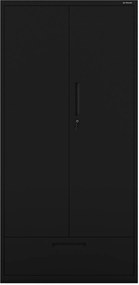 Modulárna kovová multifunkčná skriňa so zásuvkou čierna MEGAN 1850 x 900 x 400 mm