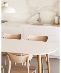 Biely okrúhly rozkladací jedálenský stôl s bielou doskou ø 90 cm Oqui – Kave Home