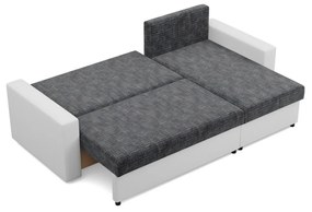 Rohová rozkladacia sedacia súprava LUNA Sivá/biela I
