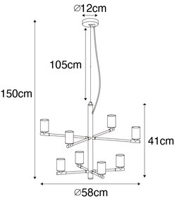 Moderné závesné svietidlo čierne 8-žiarovkové - Osprey
