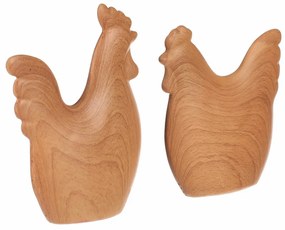 Veľkonočná dekorácia Sliepky a kohút, 12 x 3 x 14 cm, set 2 ks, polyresin