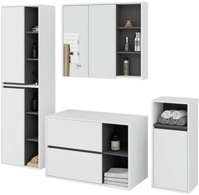 Kúpeľňová zostava VAMI s otvormi na umývadlo, biela / grafitová / sivá