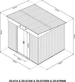Záhradný domček BestBerg ZD-67AW / 4,3 m² / 197 × 217 × 202 cm / antracit/biela