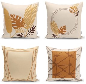 Oranžovo-béžové obliečky na vankúše v súprave 4 ks 43x43 cm - Minimalist Cushion Covers