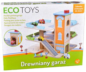 Wellhox Drevená garážová dráha s výťahom + autá