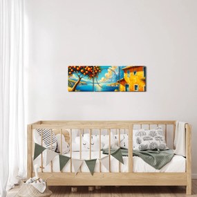 Obraz - Dom s pomarančmi II. (s hodinami) (90x30 cm)