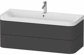 DURAVIT Happy D.2 Plus c-shaped závesná skrinka s nábytkovým umývadlom s otvorom, 2 zásuvky, 1175 x 490 x 480 mm, grafit super matná, HP4349O80800000