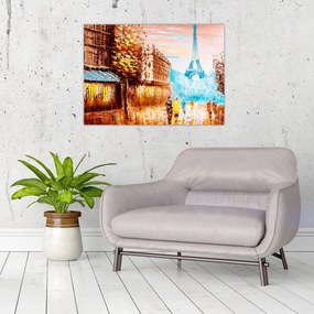 Obraz - Daždivého počasia a Eiffelovej veže (70x50 cm)