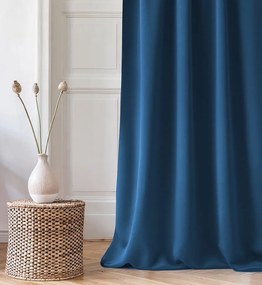 Tmovo modrý záves Aura so zavesením na riasiacu pásku 140 x 300 cm