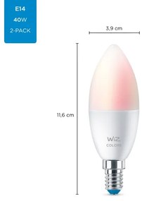 SADA 2x LED RGBW Stmievateľná žiarovka C37 E14/4,9W/230V 2200-6500K Wi-Fi - WiZ
