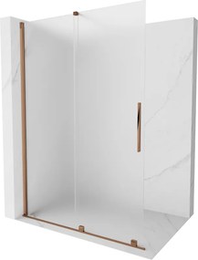 Mexen Velar, sprchová zástena s posuvnými dverami Walk-in 150 x 200 cm, 8mm sklo námraza, ružové zlato, 871-150-000-33-60