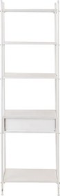 Biely antik kovový policový regál so šuplíkom Valio White - 55*37*185cm