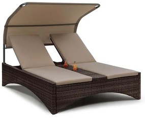 Blumfeldt Eremitage Double Lounger, ležadlo pre 2 osoby, hliníkový rám/ratan, hnedé