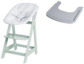 roba Detská vysoká stolička Born Up Zickzack 2 v 1, mentolová + Pultík k jedálenskej stoličke, hnedosivá  (800008530)