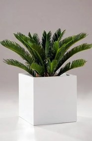 Kvetináč BLOCK, sklolaminát, 50x50x50 cm, biely mat