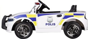 LEAN CARS Elektrické policajné autíčko biele, EVA kolesá, MP3